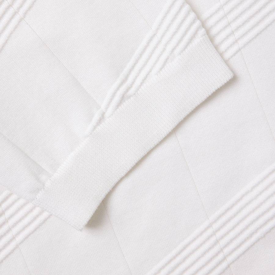 Paolo Pecora Maglia in Cotone Crepe Extrafine - Bianco Motivo Diagonale Consegna Veloce