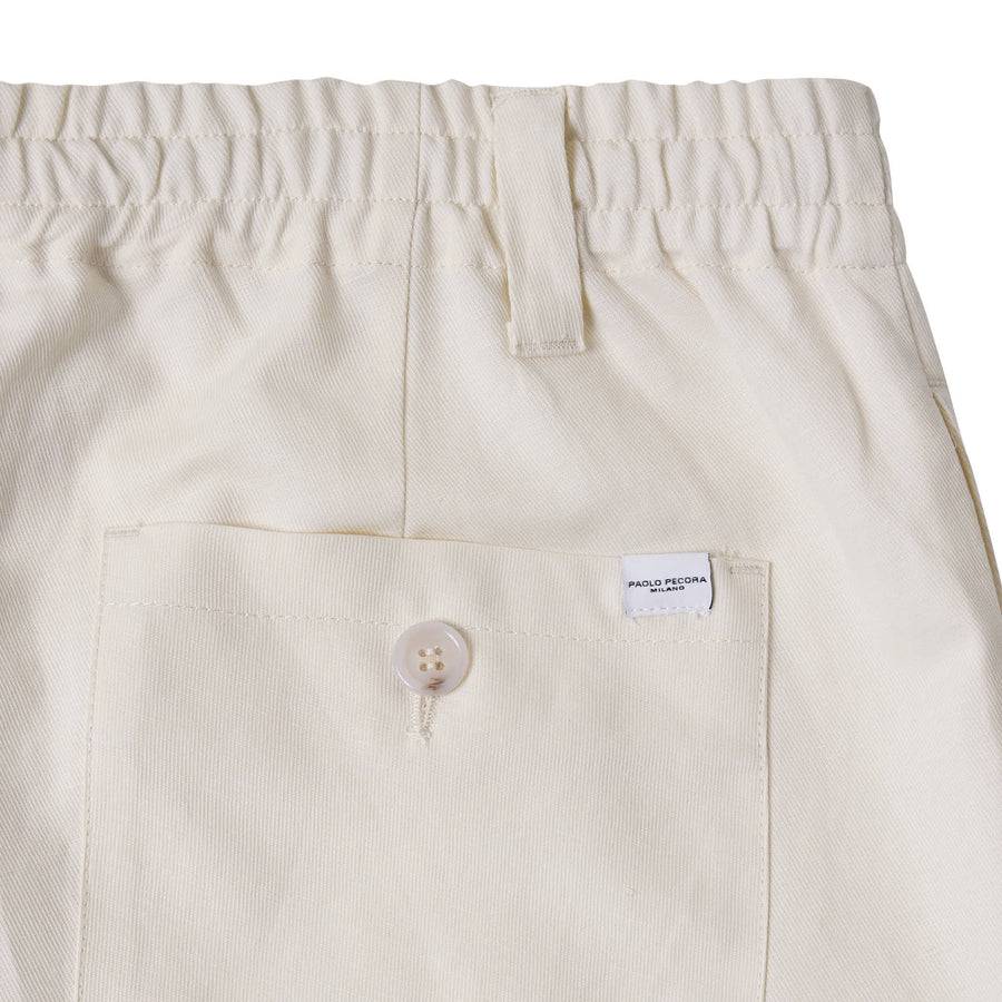 Paolo Pecora Pantaloni in Tela di Cotone Lino - Bianco Ecru Fino Al -60%