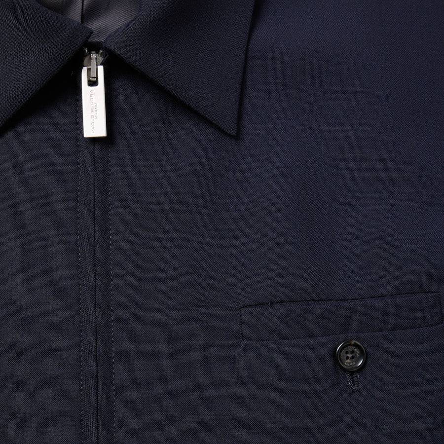 Paolo Pecora Giacca in Fresco Lana - Blu Navy Prezzo Ridotto