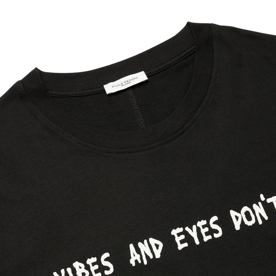 Paolo Pecora T-shirt in Jersey Nero "Vibes" by Pietro Terzini Offerte