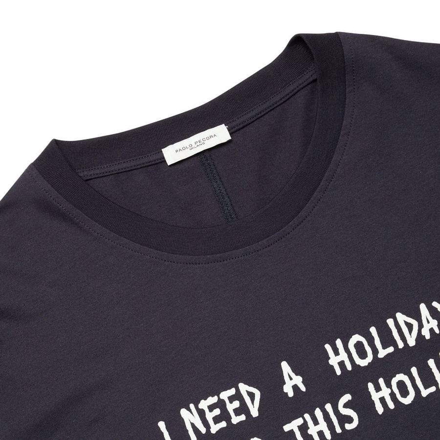 Paolo Pecora T-shirt Blu Navy "Holiday" by Pietro Terzini Saldi Di Fabbrica