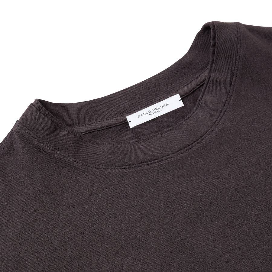 Paolo Pecora T-Shirt in Jersey Puro Cotone - Ebano Vendite Flash