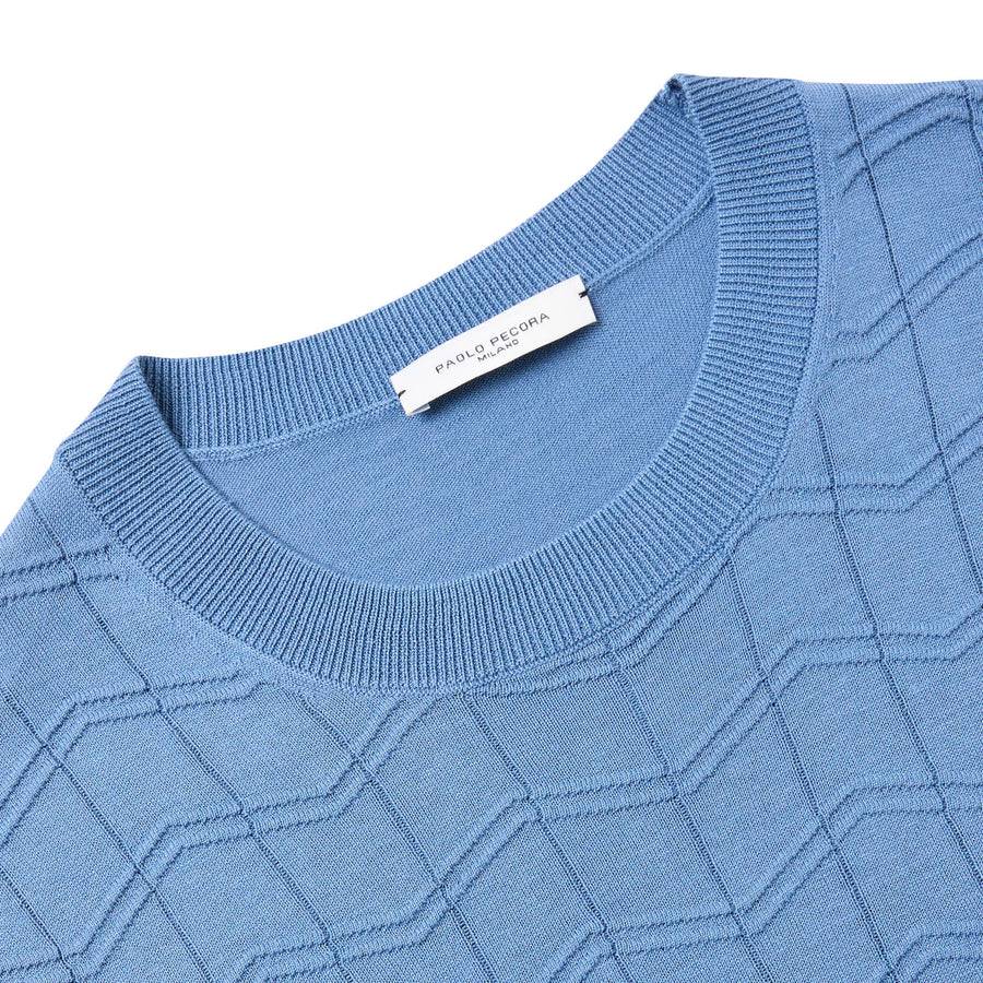 Paolo Pecora Maglia Chevron Seta Cotone- Azzurro Italy