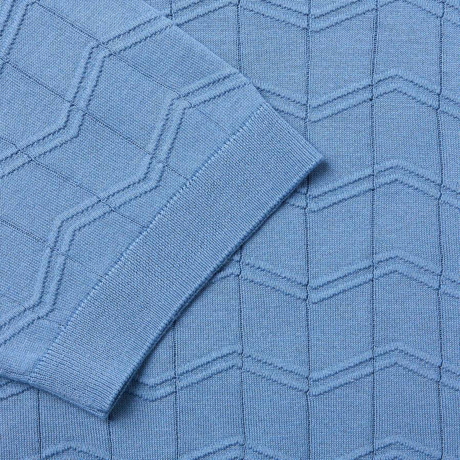 Paolo Pecora Maglia Chevron Seta Cotone- Azzurro Italy