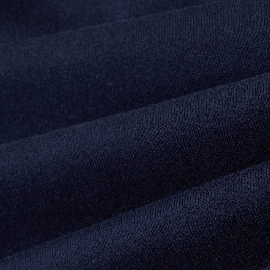 Paolo Pecora Maglia Girocollo in Puro Cotone Extrafine - Blu Navy con Dettagli Bianchi In Linea