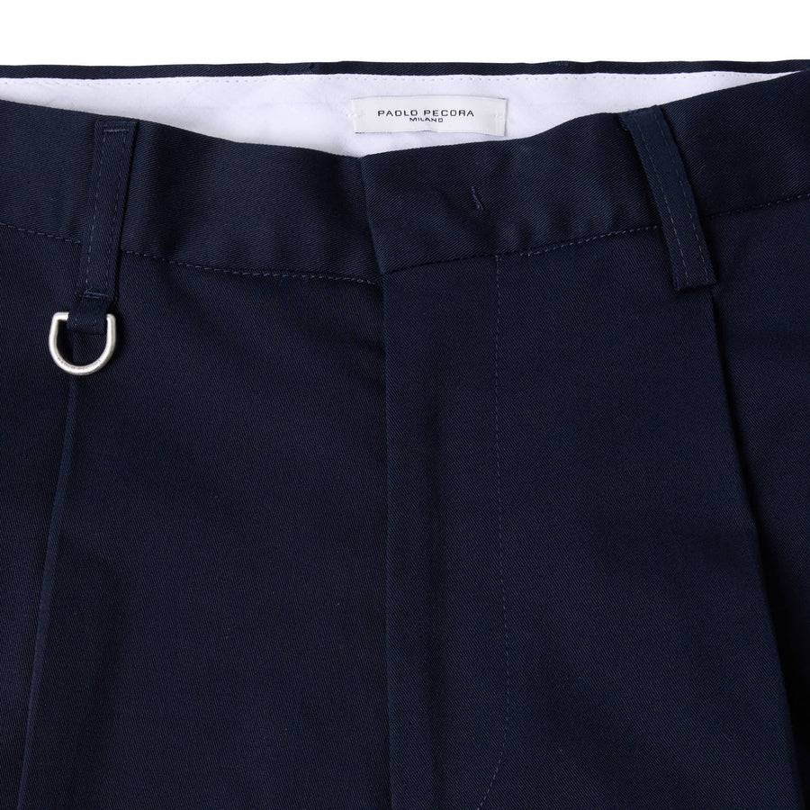 Paolo Pecora Chino Sartoriale in Gabardina di Cotone - Blu Navy Qualità