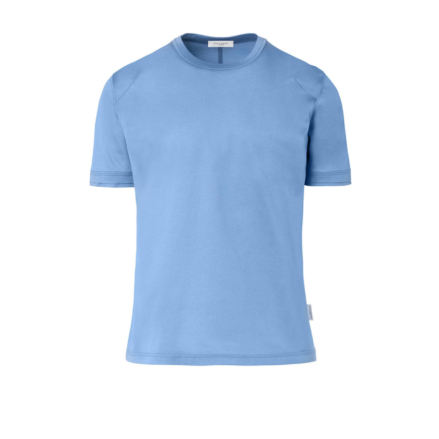 Paolo Pecora T-Shirt in Jersey Lucido - Azzurro Polvere Vendita