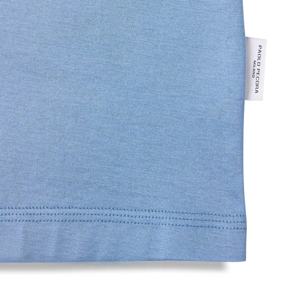 Paolo Pecora T-Shirt in Jersey Lucido - Azzurro Polvere Vendita