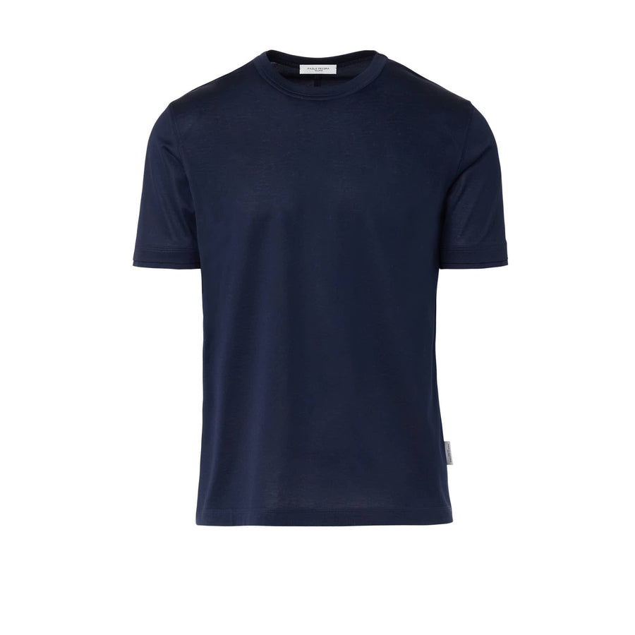 Paolo Pecora T-Shirt in Jersey Lucido - Blu Navy Spedizione Gratuita