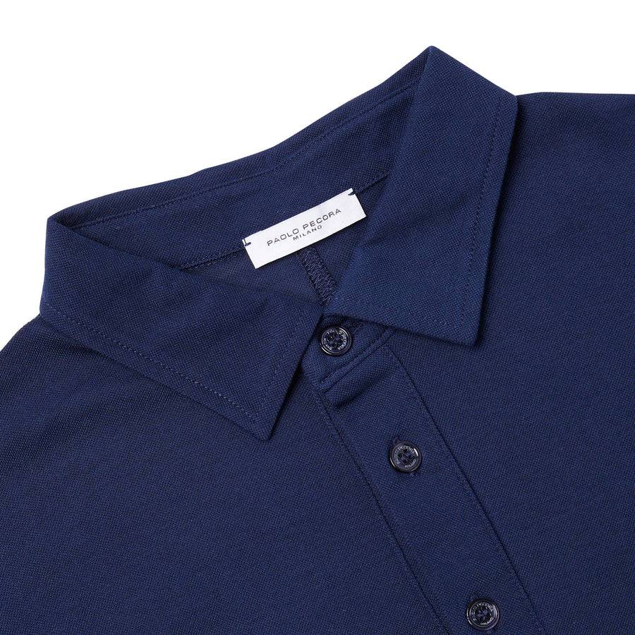 Paolo Pecora Polo in Cotone Piquet - Blu Navy Pezzi Unici