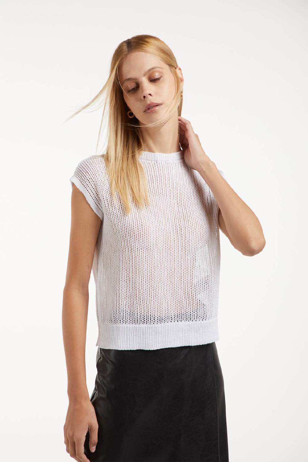 Piazza Sempione Maglia in cotone lino punto rete Outlet