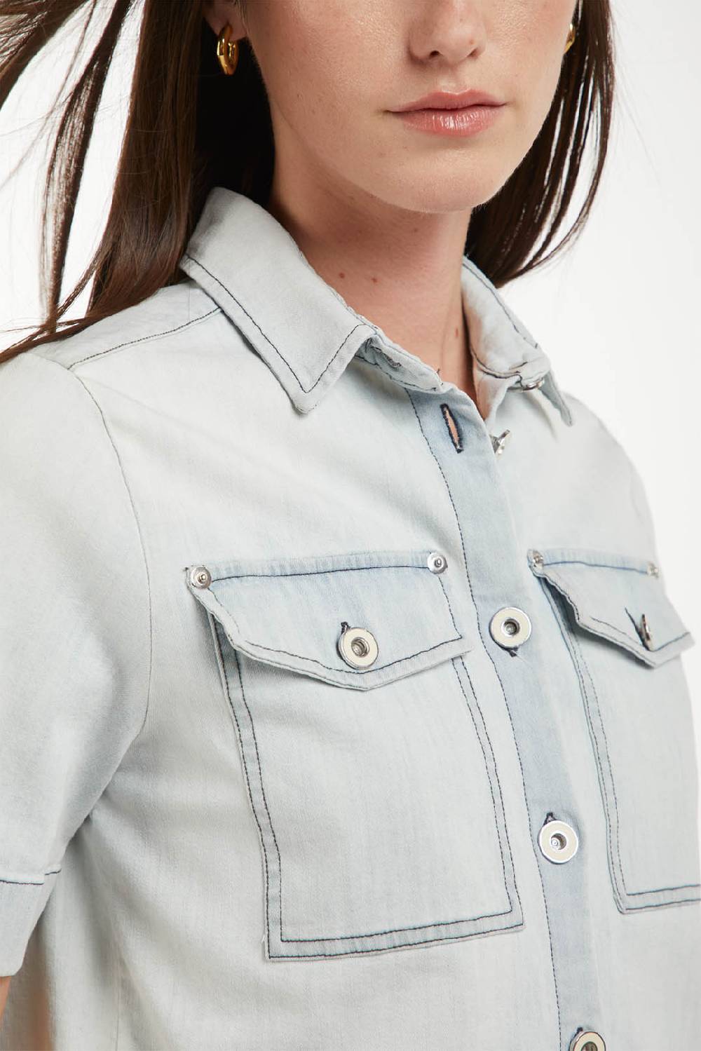 Piazza Sempione Camicia in denim manica corta Qualità Garantita