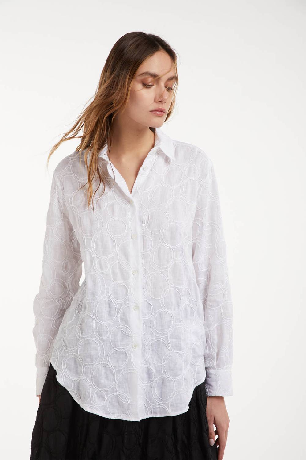 Piazza Sempione Camicia in lino e cotone ricamata Convenienza