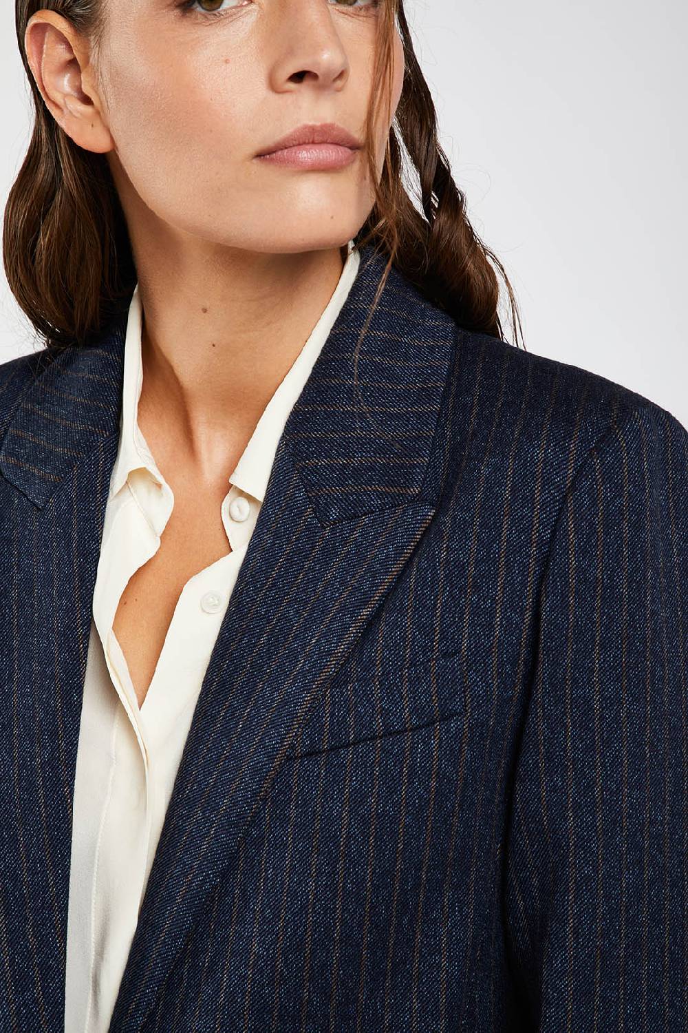 Piazza Sempione Giacca monopetto in twill gessato Promozione