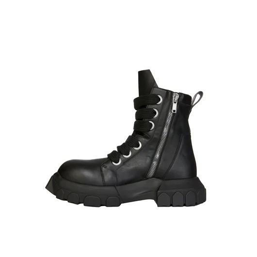 RICK OWENS STIVALI IN PELLE JUMBOLACED LACEUP BOZO TRACTOR Soddisfazione Garantita