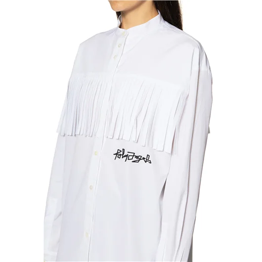 PALM ANGELS CAMICIA IN COTONE LOGO DESERT E FRANGE Economico