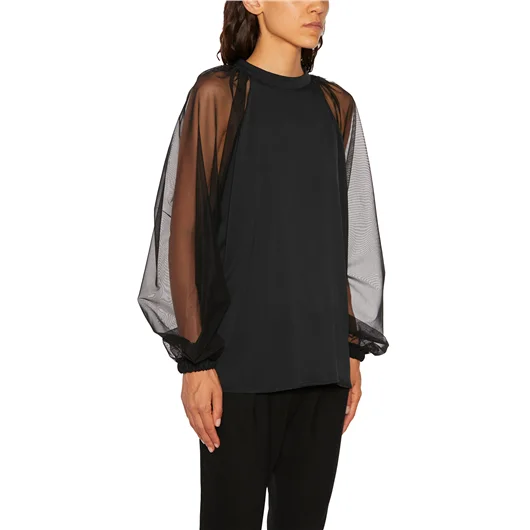 NOSTRASANTISSIMA CAMICIA RAGLAN IN SETA E TULLE Saldi Di Fabbrica
