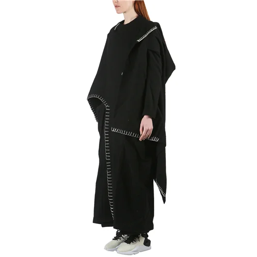 YOHJI YAMAMOTO CAPPOTTO LUNGO IN LANA CON IMPUNTURE Negozi Online