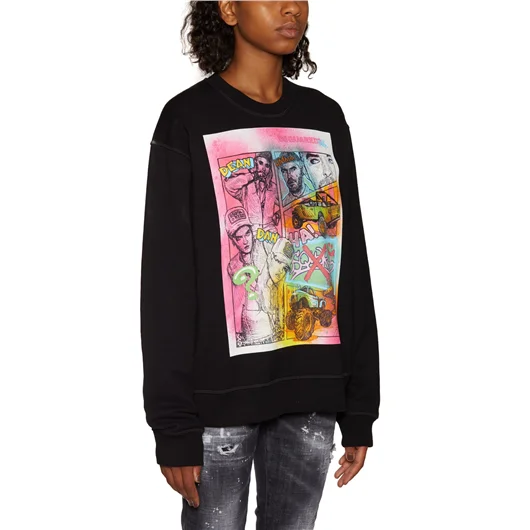 DSQUARED FELPA IN COTONE CON STAMPA Vendita Calda