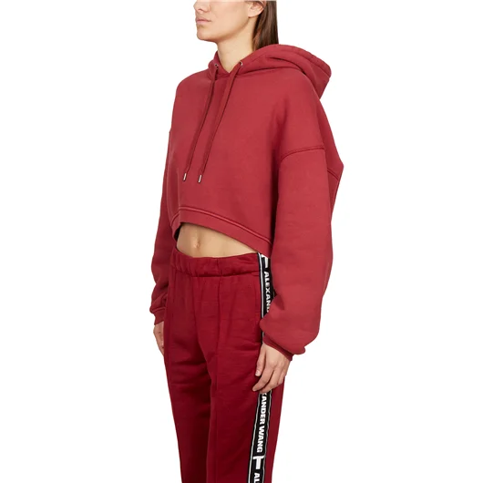 ALEXANDER WANG FELPA IN COTONE CORTA CON CAPPUCCIO Vendita Economica