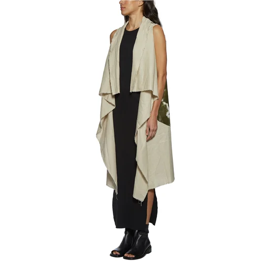 CLAUDIO CUTULI GILET IN PELLE E LINO Promozione Limitata