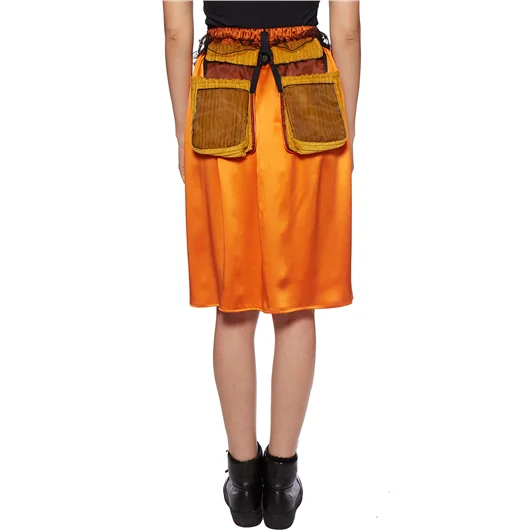 QUETSCHE_ GONNA IN SETA CON TASCHE APPLICATE In Vendita