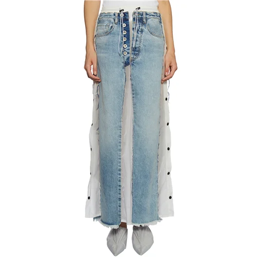 BEN TAVERNITI UNRAVEL GONNA LUNGA IN DENIM E NYLON Offerte