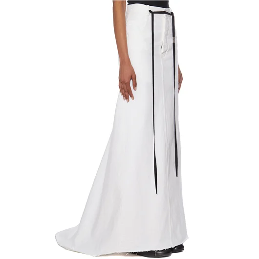 ANN DEMEULEMEESTER GONNA LUNGA IN DENIM GOELE Vendita Calda