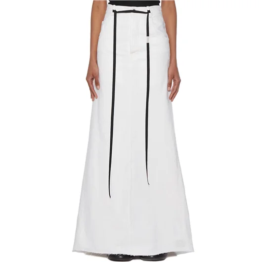 ANN DEMEULEMEESTER GONNA LUNGA IN DENIM GOELE Vendita Calda