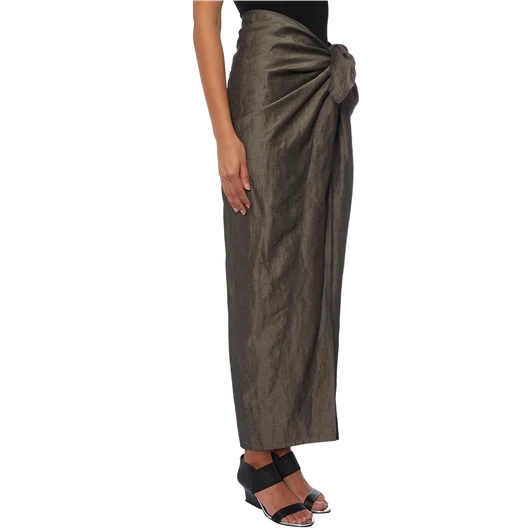 DIVKA GONNA LUNGA IN LINO E COTONE CON ZIP Vendita Economica