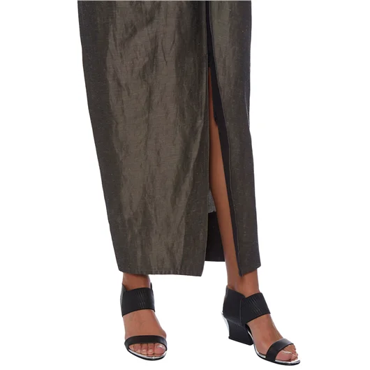 DIVKA GONNA LUNGA IN LINO E COTONE CON ZIP Vendita Economica