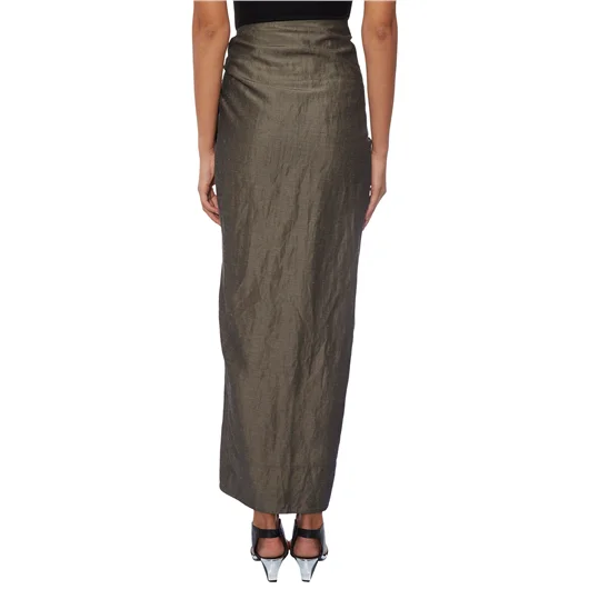 DIVKA GONNA LUNGA IN LINO E COTONE CON ZIP Vendita Economica