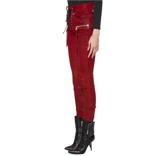 BEN TAVERNITI UNRAVEL PANTALONI IN PELLE STRETCH LACEUP Qualità Garantita