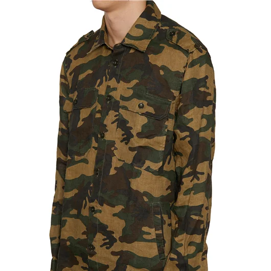 DANIELE ALESSANDRINI CAMICIA CAMOUFLAGE IN LINO Spedizione Gratuita
