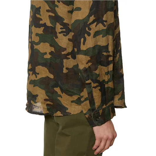 DANIELE ALESSANDRINI CAMICIA CAMOUFLAGE IN LINO Spedizione Gratuita