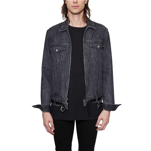 RTA GIUBBOTTO IN DENIM CON CINTURINO IN PELLE Offerta natalizia