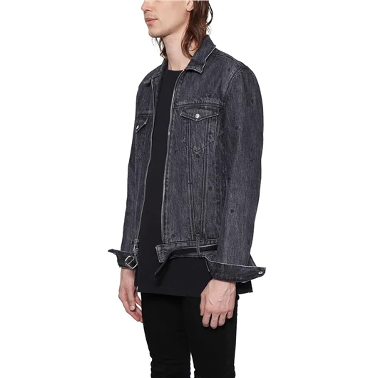 RTA GIUBBOTTO IN DENIM CON CINTURINO IN PELLE Offerta natalizia