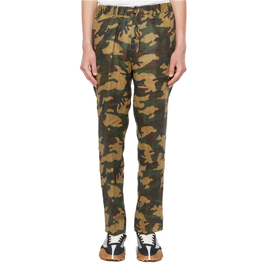 DANIELE ALESSANDRINI PANTALONE CAMOUFLAGE IN LINO In Linea