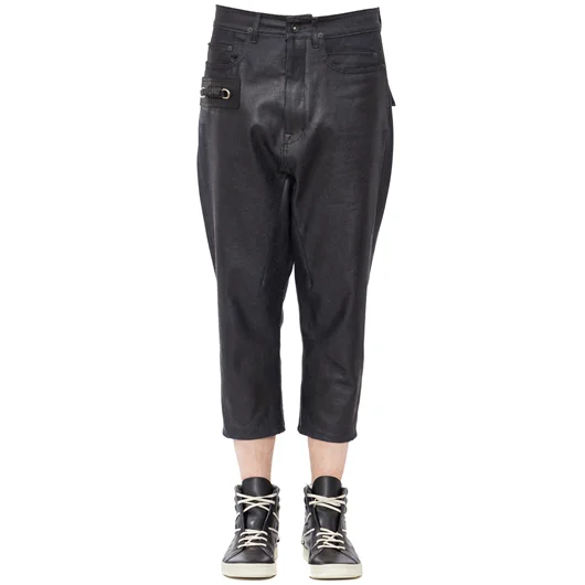 RICK OWENS PANTALONE IN DENIM CERATO Economico
