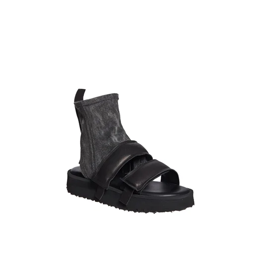 PURO SANDALO IN PELLE E DENIM Fino al 50% di sconto
