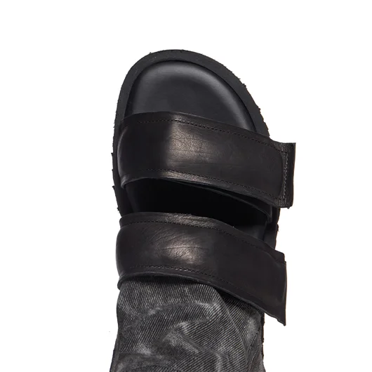 PURO SANDALO IN PELLE E DENIM Fino al 50% di sconto