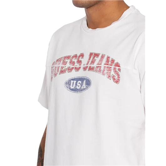 GUESS USA T-SHIRT GIROCOLLO IN COTONE Negozi Online