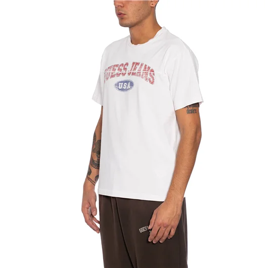 GUESS USA T-SHIRT GIROCOLLO IN COTONE Negozi Online