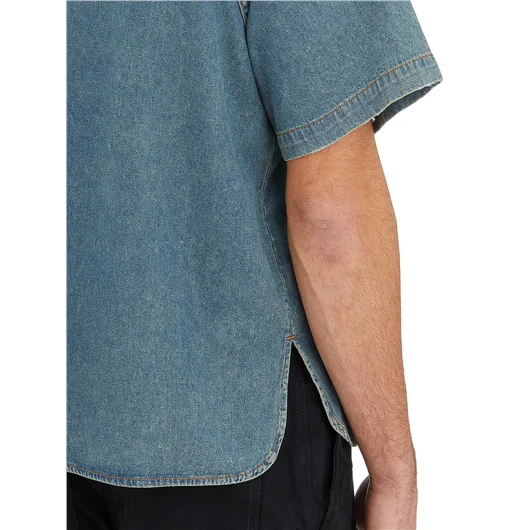 RHUDE CAMICIA BASEBALL IN DENIM Liquidazione