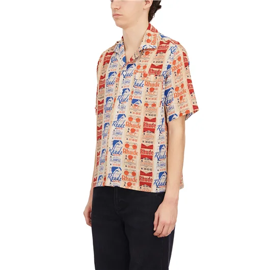 RHUDE CAMICIA STAMPATA IN SETA Super sconto