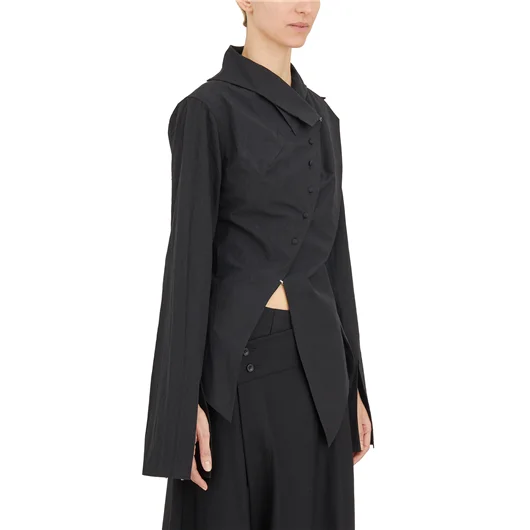 YEHUAFAN CAMICIA ASIMMETRICA IN COTONE Offerta Anniversario