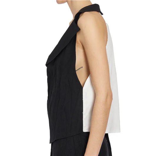 NOSTRASANTISSIMA GILET IN LINO CON REVER In vendita