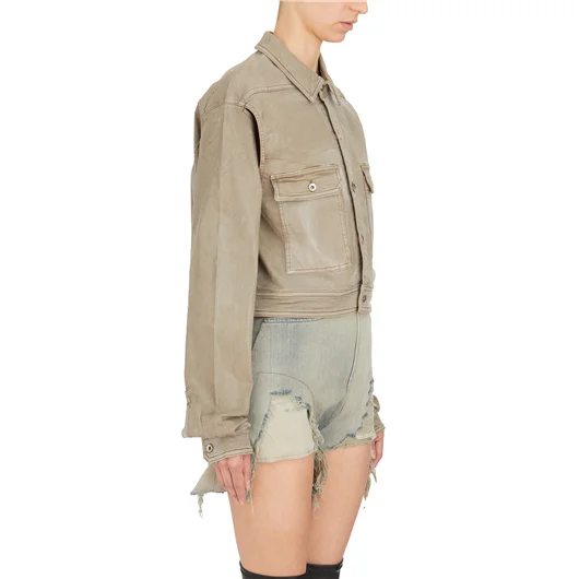 RICK OWENS DRKSHDW GIACCA IN DENIM CAPE SLEEVE CROPPED OUTERSHIRT Vendita