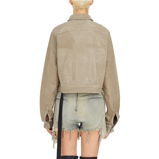 RICK OWENS DRKSHDW GIACCA IN DENIM CAPE SLEEVE CROPPED OUTERSHIRT Vendita