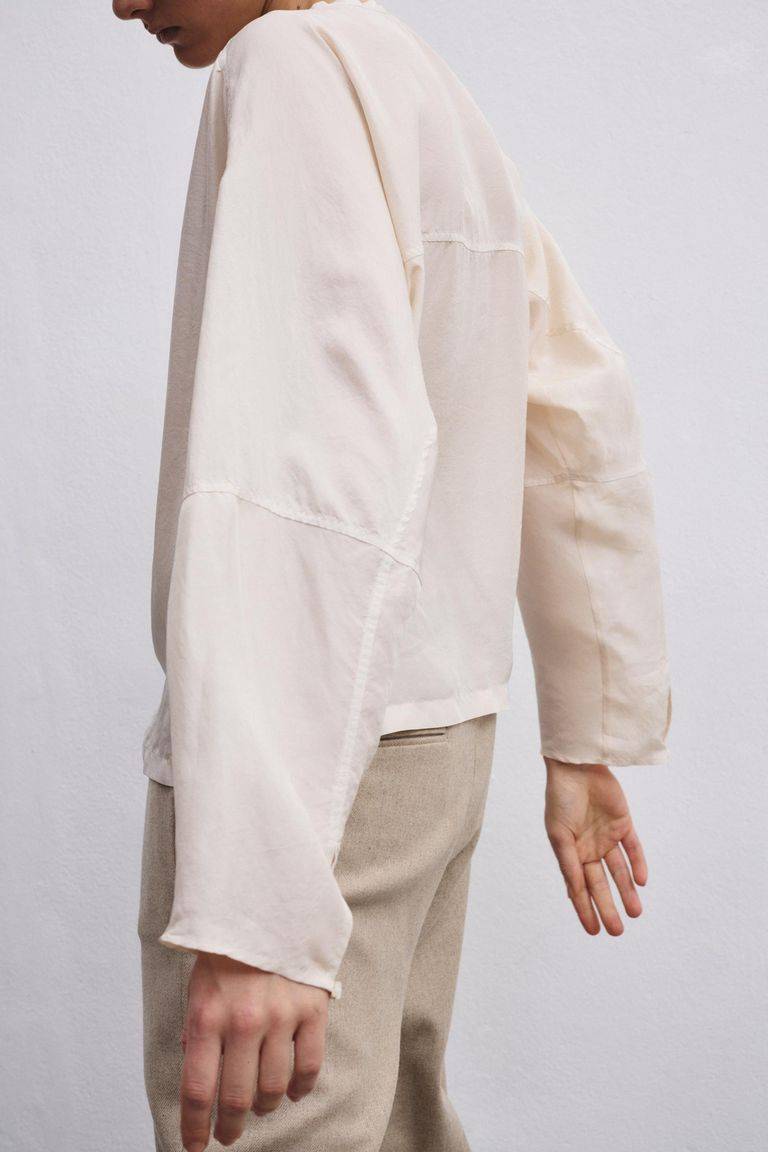 Pomandere Camicia con abbottonatura polo in habutai di seta Vendita Calda